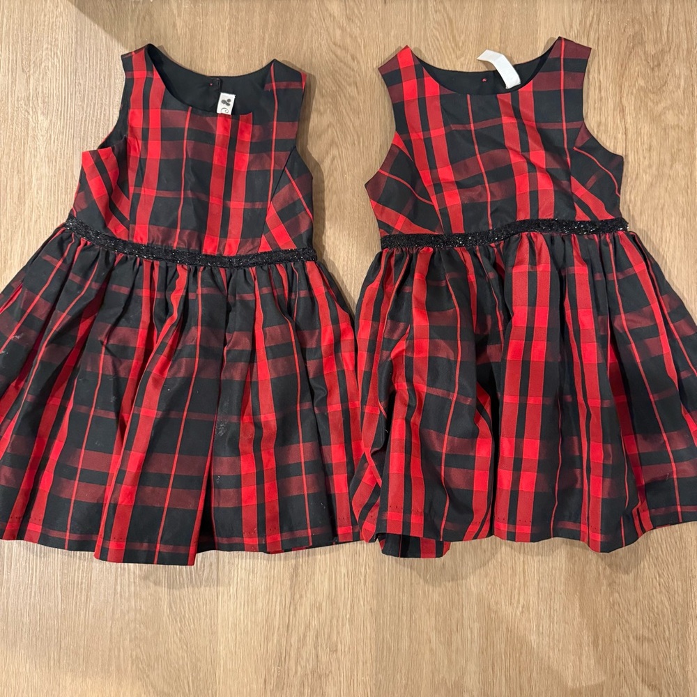 Set of 2 - Cherokee Kids Dress in Red and Black, Great for Twins